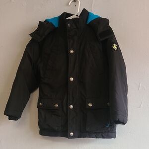 Kid's Toddler 3T boy's Nautica thick warm parka winter coat hooded black blue